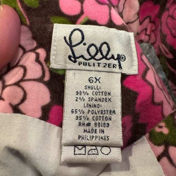 Lilly Pulitzer Vintage White Label Girls Dress Sz 6 Floral Pink Green Brown - Picture 4 of 5